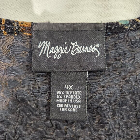 MAGGIE BARNERS Art To Wear Black Metallic Floral Tunic Blouse Size 4X New NO Tag - Picture 12 of 16